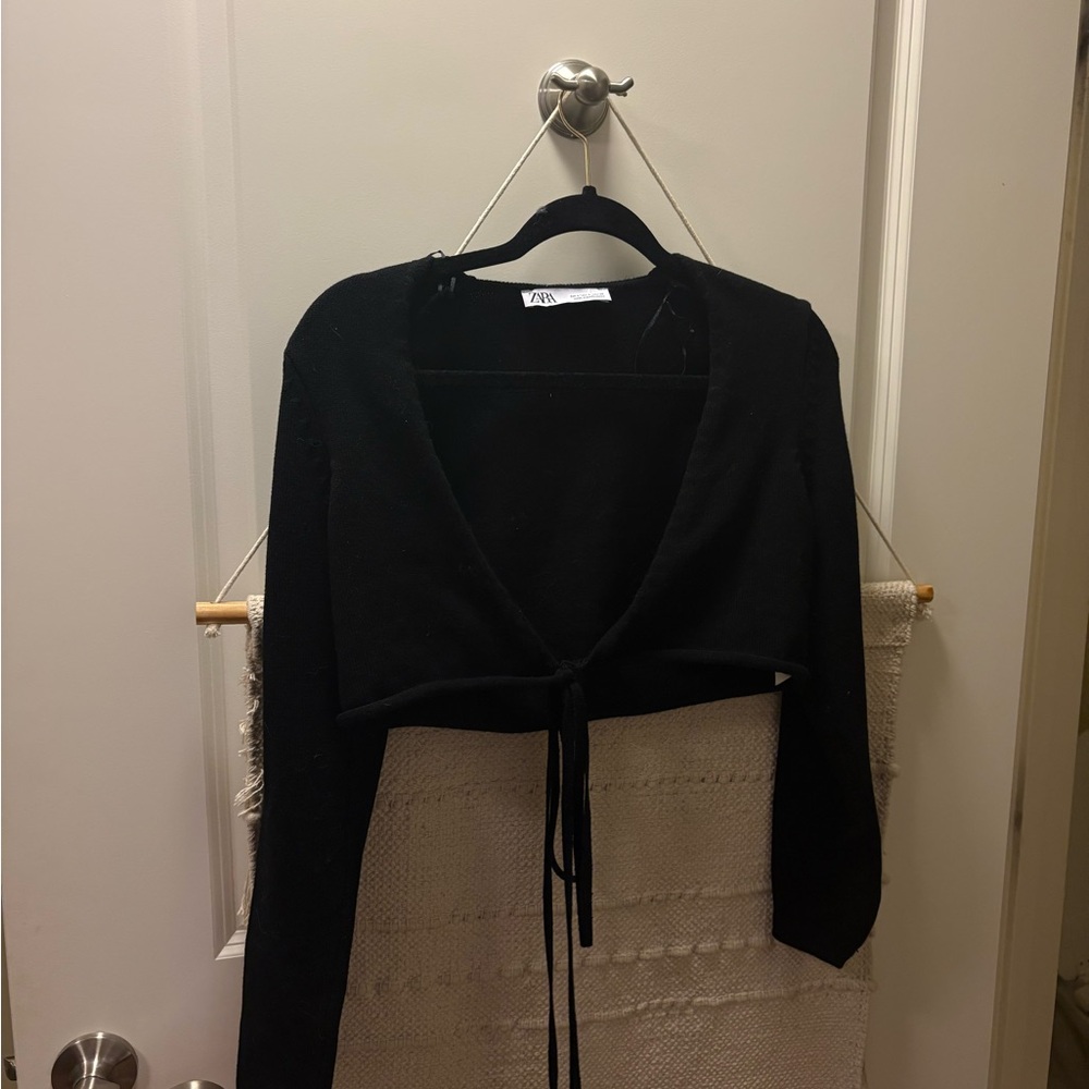 Zara Black Cardigan Sweater Casual Long-Sleeve